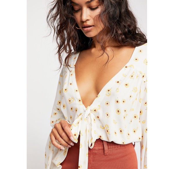 Free People Fourties Feels Printed Body Suit - Picture 1 of 8